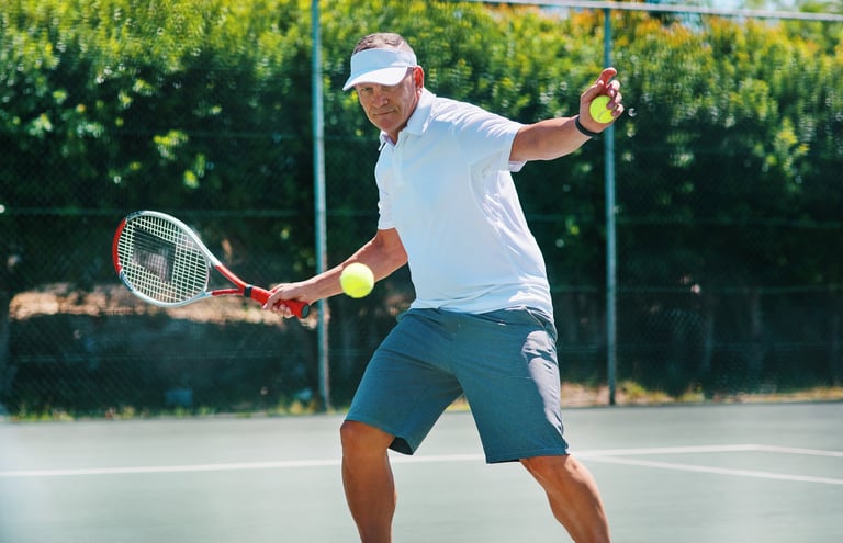 Professional tennis player on grass court during a championship match