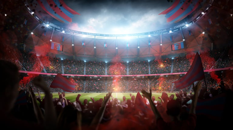 Stadium filled with fans during a major soccer match