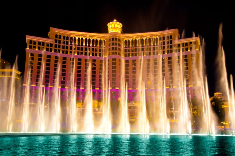 Bellagio Hotel and Casino fountains in Las Vegas